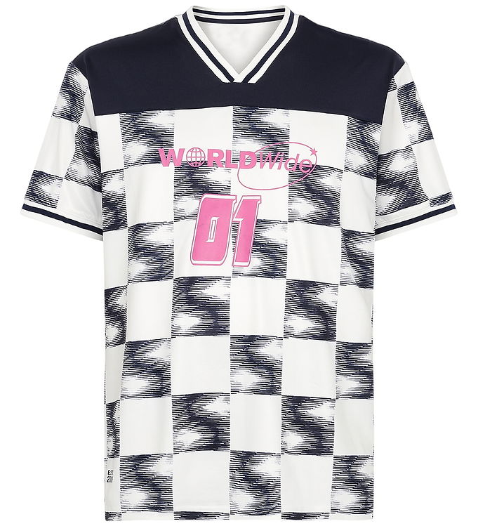 Grunt T-shirt - GrRome - Navy/Hvid m. Pink