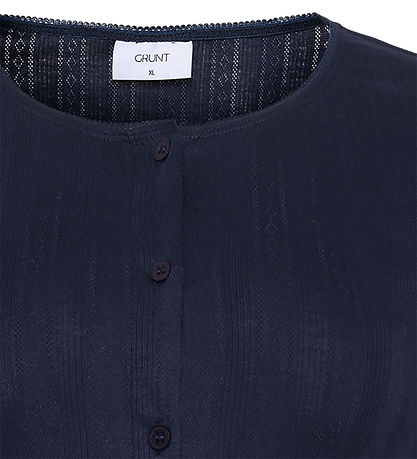 Grunt Cardigan - GrPrat - Navy m. Hulmønster