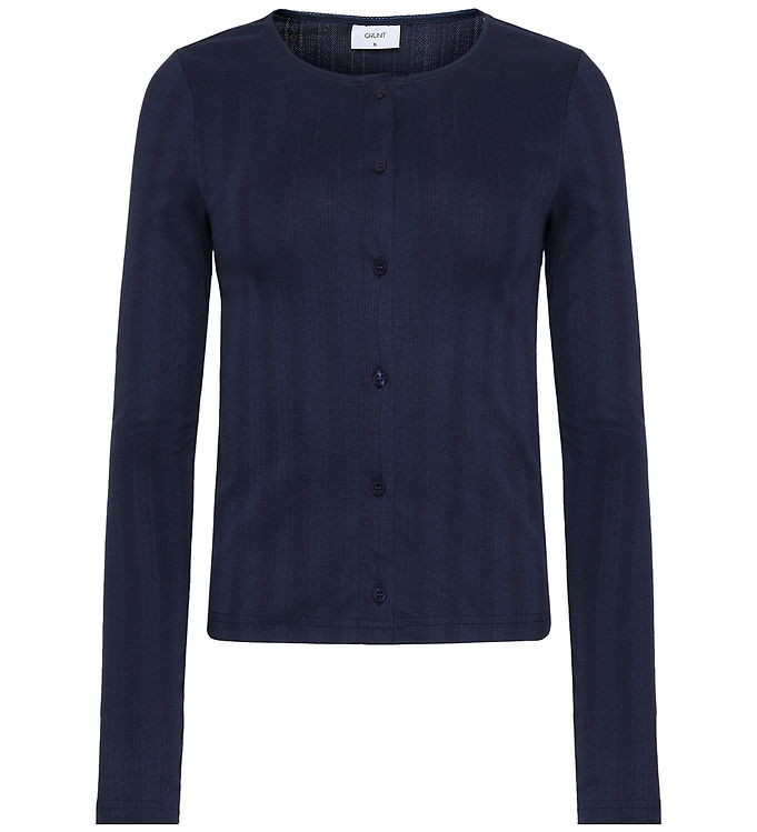 Grunt GrPrat Cardigan m. Hulmønster - Navy