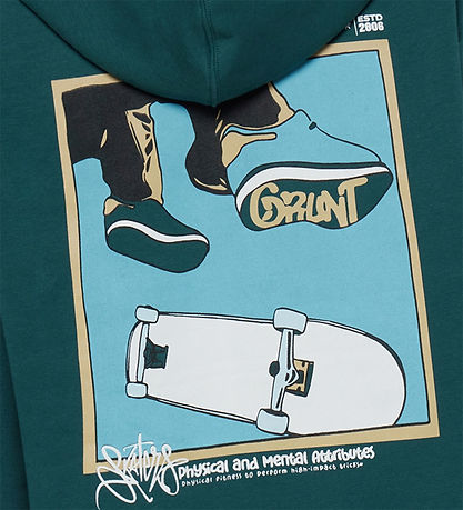 Grunt Hættetrøje - GrRatica - Grøn m. Print