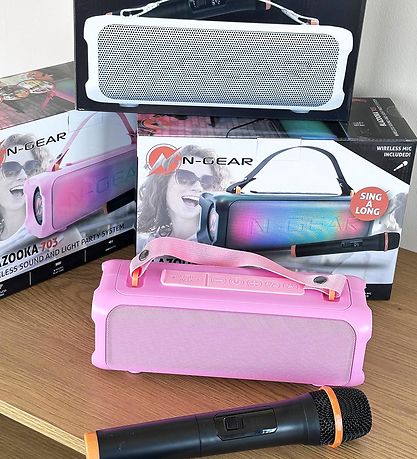 N-GEAR Højtaler m. Mikrofon/Lys - Blazooka 703 - Trådløs - Hvid