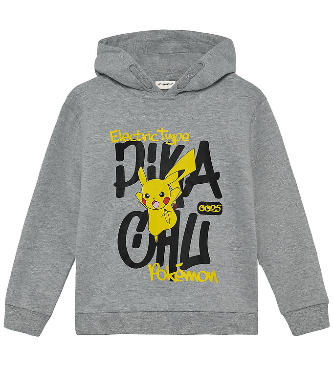 Minymo Pokémon Pikachu Børne Hættetrøje - Grey Melange - 104