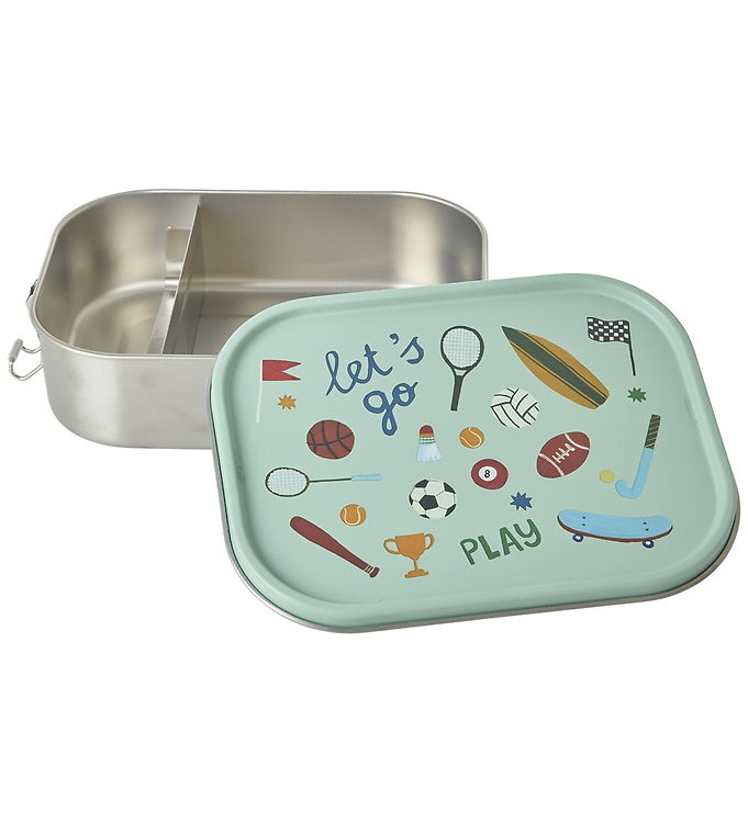 Rice Madkasse - Rustfrit Stål - Stor - m. 2 Rum - Soft Green Spo