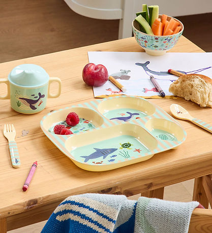 Rice Spisesæt - Melamin - 4 Dele - Blå Ocean Print Rice Spisesæt - Melamin - 4 Dele - Blå Ocean Print