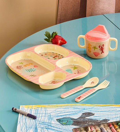 Rice Spisesæt - Melamin - 4 Dele - Koral Ocean Print Rice Spisesæt - Melamin - 4 Dele - Koral Ocean Print