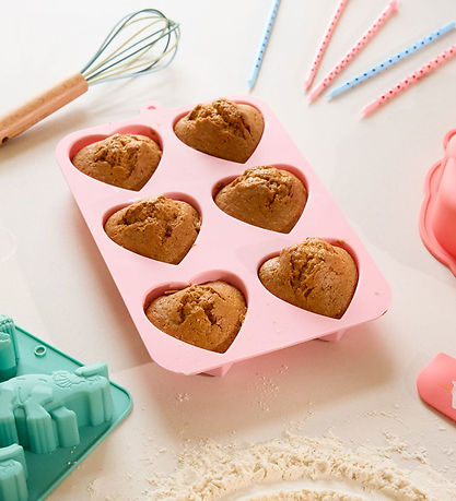 Rice Kageform - Silikone - Pink m. Hjerter Rice Kageform - Silikone - Pink m. Hjerter