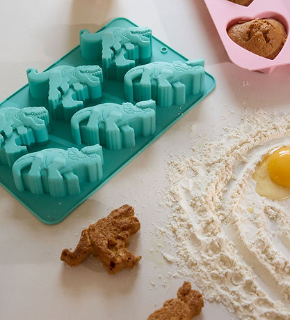 Rice Kageform - Silikone - Mint m. Dinosaurer Rice Kageform - Silikone - Mint m. Dinosaurer