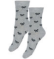 Fuzzies Strømper - 2-pak - Gråmeleret/Sort m. Sløjfer Fuzzies Strømper - 2-pak - Gråmeleret/Sort m. Sløjfer
