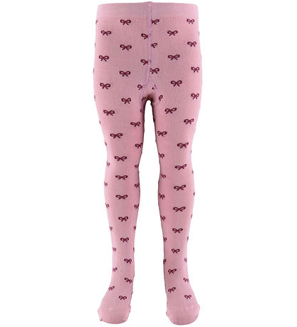 Fuzzies Strømpebukser - Rosa/Bordeaux m. Sløjfer