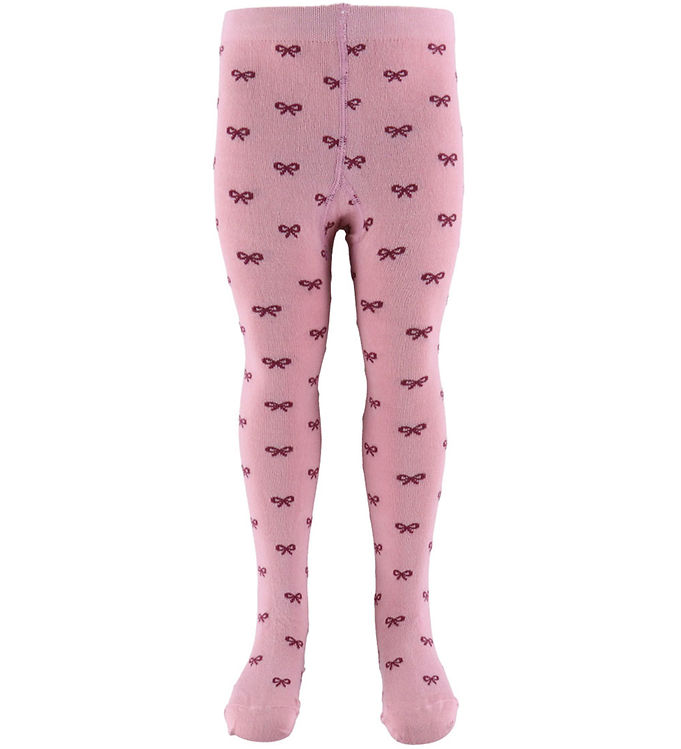 Fuzzies Strømpebukser - Rosa/Bordeaux m. Sløjfer