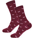 Fuzzies Strømper - 2-pak - Bordeaux/Rosa m. Sløjfer Fuzzies Strømper - 2-pak - Bordeaux/Rosa m. Sløjfer