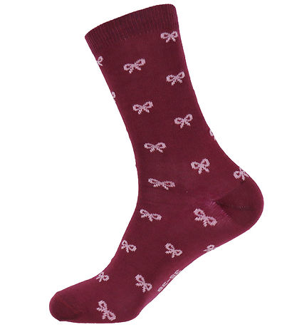 Fuzzies Strømper - 2-pak - Bordeaux/Rosa m. Sløjfer