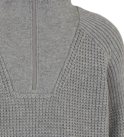 Emporio Armani Bluse m. Lynlås - Strik - Gråmeleret Emporio Armani Bluse m. Lynlås - Strik - Gråmeleret