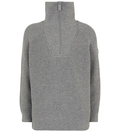 Emporio Armani Bluse m. Lynlås - Strik - Gråmeleret Emporio Armani Bluse m. Lynlås - Strik - Gråmeleret