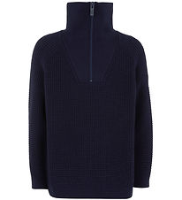 Emporio Armani Bluse m. Lynlås - Strik - Navy Emporio Armani Bluse m. Lynlås - Strik - Navy