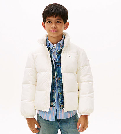 Tommy Hilfiger Dynejakke - Flag - Ivory Silk