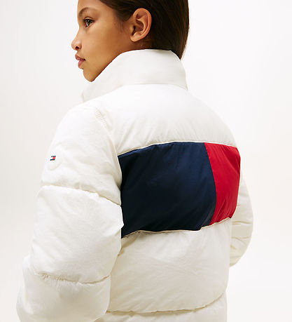Tommy Hilfiger Dynejakke - Flag - Ivory Silk