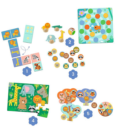 Djeco Spil - 5-i-1 - Wild Animals Djeco Spil - 5-i-1 - Wild Animals