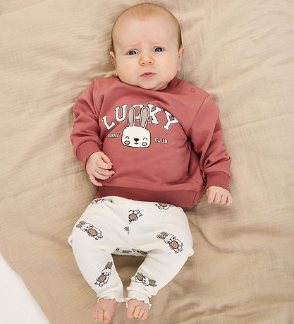 The New Siblings Leggings - Rib - TnsbPippa - Cloud Dancer m. Ka The New Siblings Leggings - Rib - TnsbPippa - Cloud Dancer m. Ka