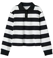 Name It Polobluse - NkfLili - Black/Bright White m. Striber Name It Polobluse - NkfLili - Black/Bright White m. Striber