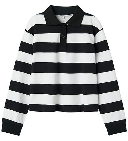 Name It Polobluse - NkfLili - Black/Bright White m. Streifen