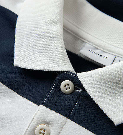Name It Sweatshirt - Polo - NmmLeopold - Bright White w. Stripes
