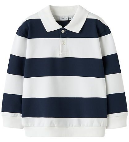 Name It Sweatshirt - Polo - NmmLeopold - Bright White w. Stripes