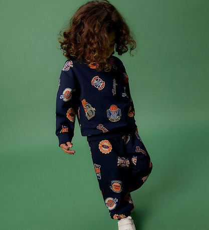 Name It Sweatpants - NmmLeland - Navy Blazer m. Print