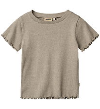 Wheat T-shirt - Rib - Alicia - Gravel Melange Wheat T-shirt - Rib - Alicia - Gravel Melange