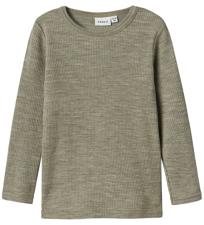Name It Bluse - Uld - Rib - Noos - NmnWax - Dried Sage