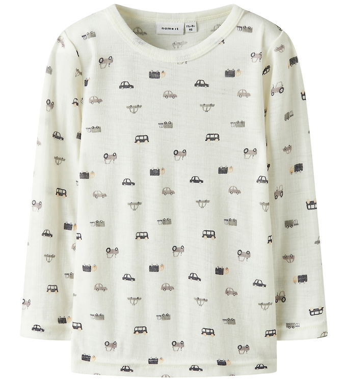 Name It Bluse - Uld - Rib - Noos - NmmWang - Snow White/Small Ca