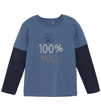 Minymo Bluse - China Blue m. Print