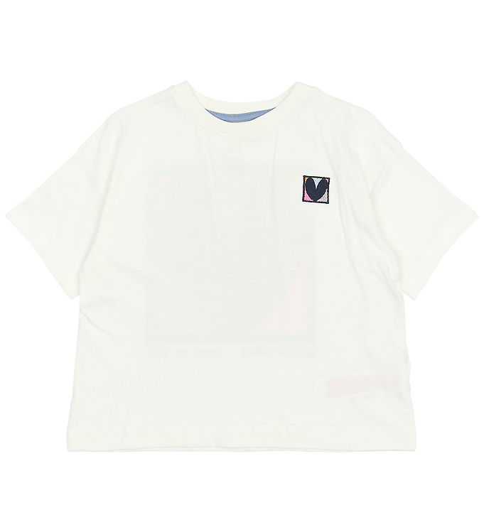 The New Oversized T-shirt Cloud Dancer Med All Is Love Print - Str.    5-6y 110/116cm