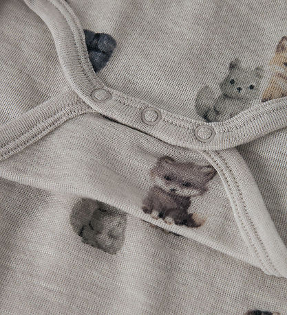 Name It Bodysuit l/s - Wool - NbmWang - Micro Chip/Forest Animal