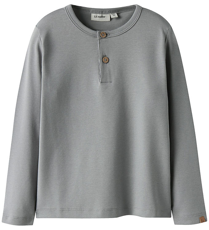 Lil' Atelier Bluse Ultimate Grey Med Knapper - Str. 6y 116cm