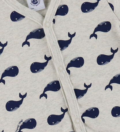 Petit Bateau Natdragt - Beigemeleret m. Hvaler Petit Bateau Natdragt - Beigemeleret m. Hvaler