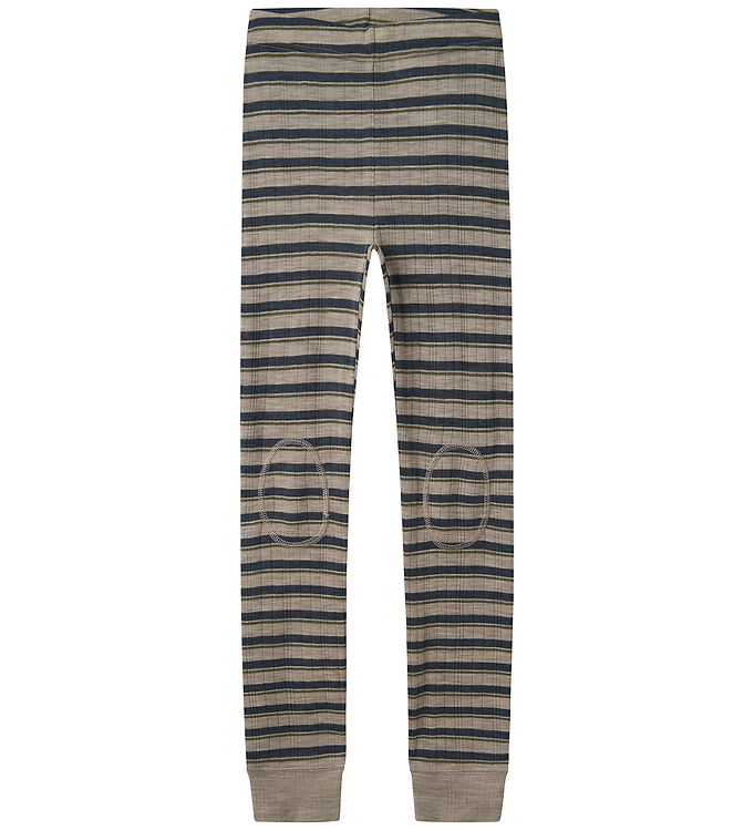 Name It Leggings Satellite Med Mørkeblå Striber i Merinould - Str. 9-10y 134/140cm