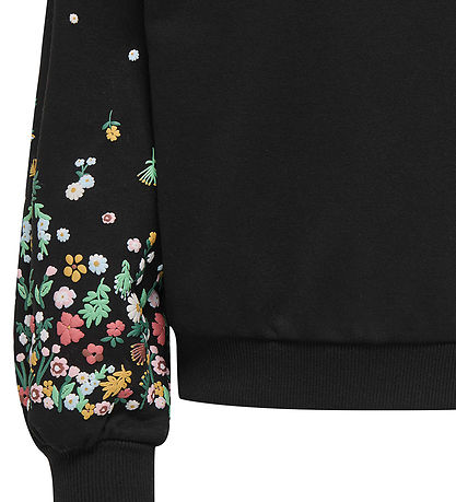 Kids Only Sweatshirt - KogBrooke - Sort/Sleeve Flower