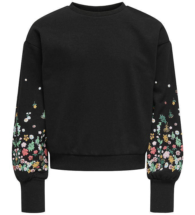 Kids Only Sweatshirt - KogBrooke - Sort/Sleeve Flower