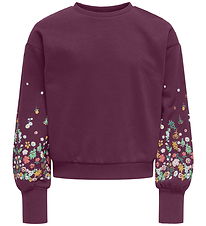 Kids Only Sweatshirt - KogBrooke - Mauve Wine/Sleeve Flower Kids Only Sweatshirt - KogBrooke - Mauve Wine/Sleeve Flower