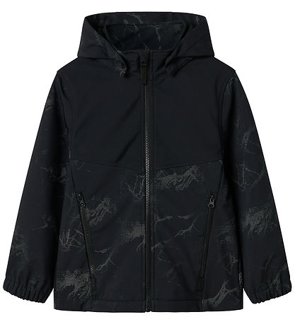 Name It Softshell m. Fleece - NkmAlfa08 - Sort m. Refleksprint Name It Softshell m. Fleece - NkmAlfa08 - Sort m. Refleksprint