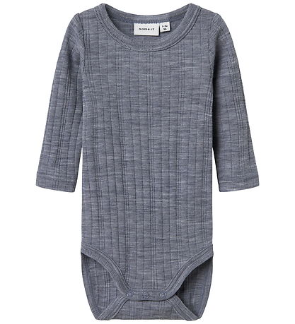 Name It Bodysuit l/s - Wool - Noos - NbmWang - Folkstone Grey