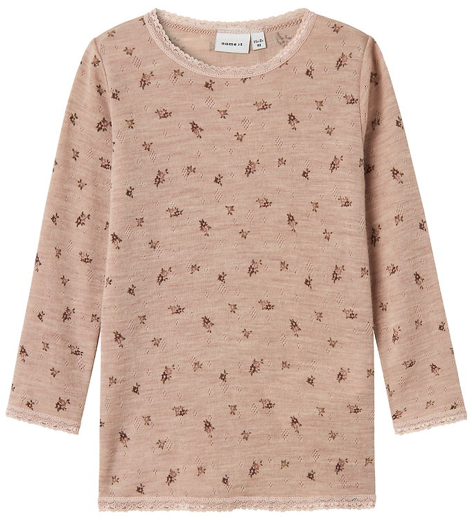 Name It Bluse - Uld - Noos - NmfWang - Shadow Gray/Small flowers