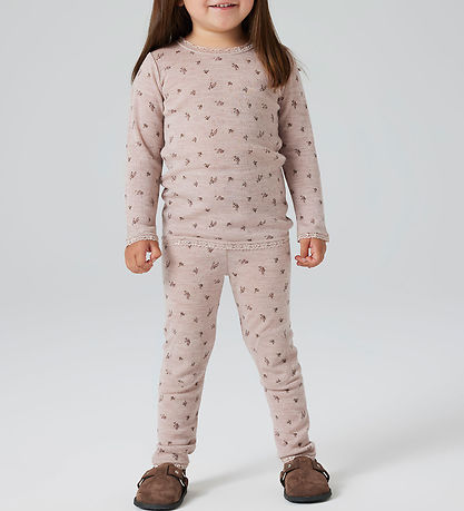 Name It Leggings - Wool - Noos - nmfWang - Shadow Gray/Small flo