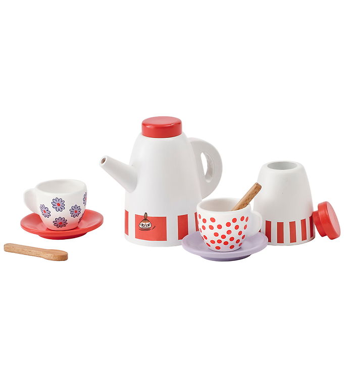 Kids Concept Kaffestel - Træ - Hvid/Rød m. Mumitrolde