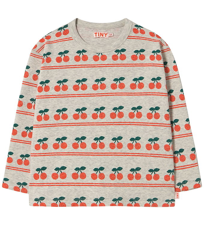 Tiny Cottons Bluse - Rib - Cherry - Light Cream Heather