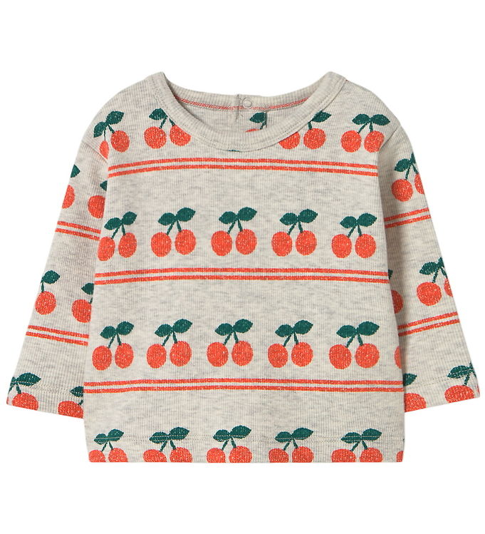 Tiny Cottons Bluse - Rib - Cherry - Light Cream Heather