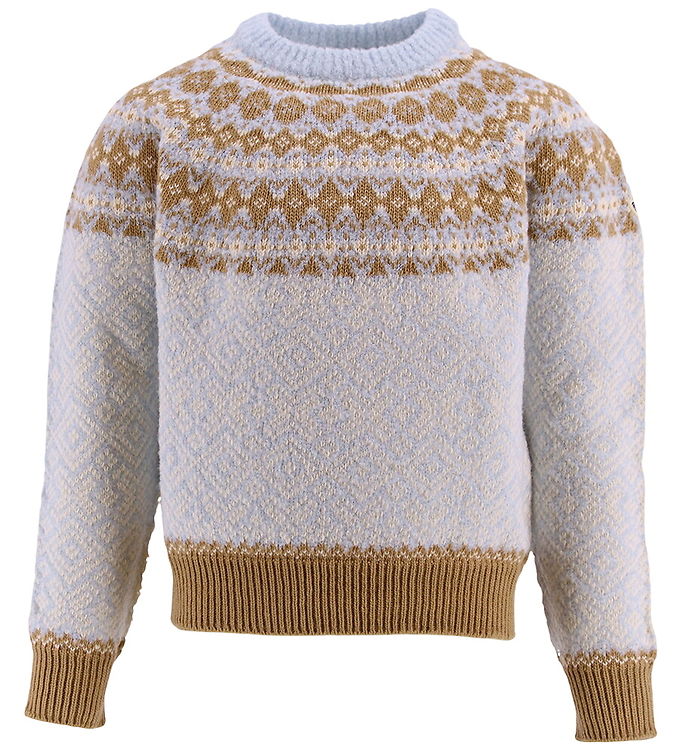 Moncler Bluse - Uld - Lyseblå m. Lysebrun