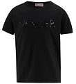 Moncler T-shirt - Sort m. Pailletter Moncler T-shirt - Sort m. Pailletter