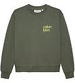 Calvin Klein Sweatshirt - Relaxed Back Print - Thyme Green m. Gu Calvin Klein Sweatshirt - Relaxed Back Print - Thyme Green m. Gu